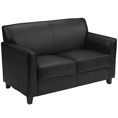 Flash Furniture Czarne skórzane fotele dwuosobowe
