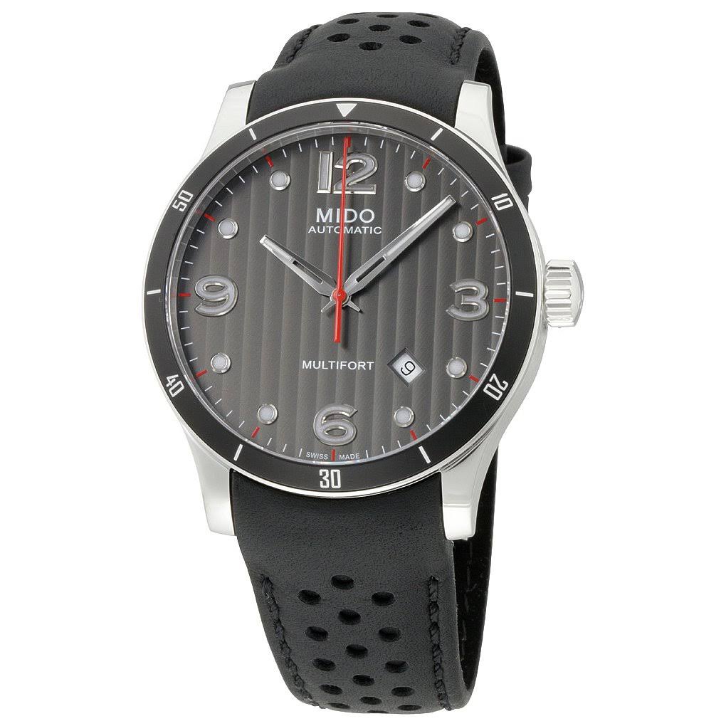 Mido Multifort Gent M025.407.16.061.00 Szaro-czarny skórzany analogowy automatyczny męski zegarek