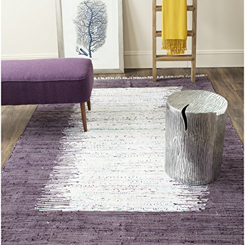 Safavieh Kolekcja Montauk MTK711M Ręcznie tkany dywanik z bawełny w kolorze kości słoniowej i fioletu (9' x 12')