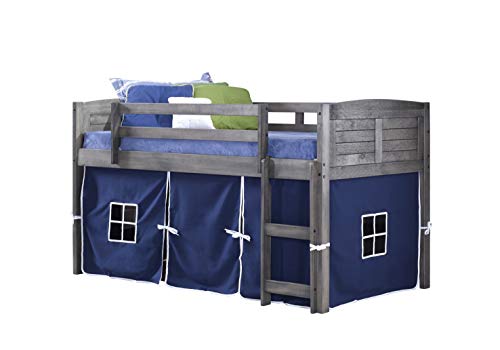 Donco Kids 790-AAG-750C-TB Niskie łóżko na poddaszu z żaluzją i niebieskim namiotem