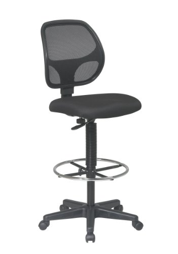 Office Star Krzesło kreślarskie Deluxe z siatkowym oparciem i regulowaną podnóżkiem