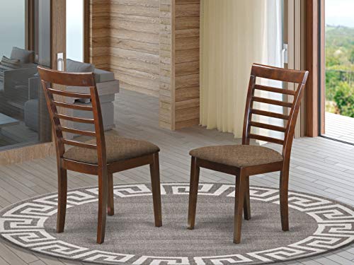 East West Furniture Zestaw krzeseł do jadalni MLC-MAH-C Milan - siedzisko z lnianej tkaniny i mahoniowa konstrukcja z litego drewna Krzesło kuchenne do jadalni