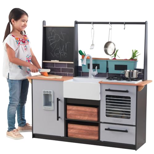 KidKraft Wooden Farm to Table Play Kitchen with EZ Kraft Assembly™, Lights & Sounds, Ice Maker and 17 Accessories