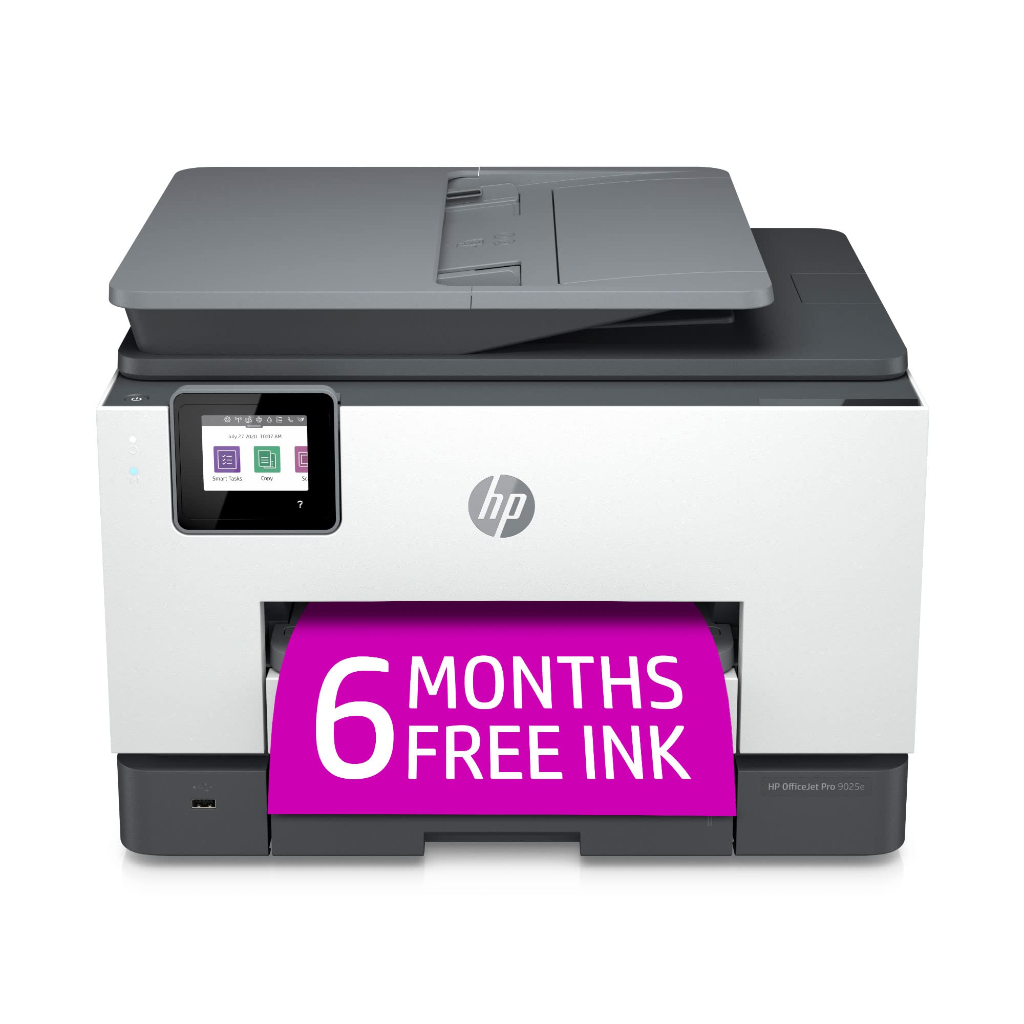 HP Bezprzewodowa kolorowa drukarka wielofunkcyjna OfficeJet Pro 9025e z dodatkowym dodatkowym 6-miesięcznym zapasem atramentu błyskawicznego z +