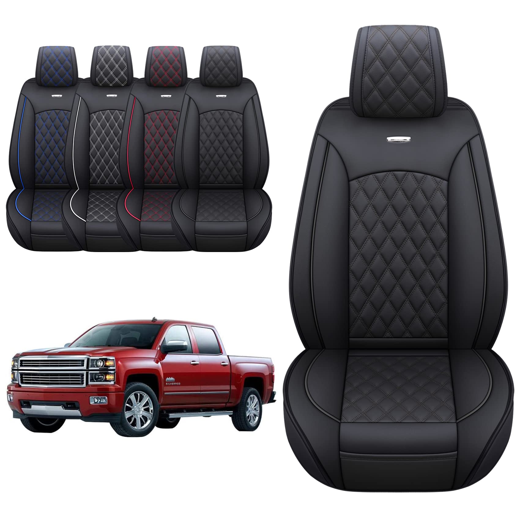 Aierxuan Leather Car Front Seat Covers for Silverado Sierra