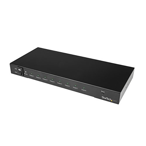StarTech Rozdzielacz HDMI 4K 60 Hz — 8 portów — Obsługa HDR — Dźwięk przestrzenny 7.1 — Wzmacniacz dystrybucyjny HDMI — Rozdzielacz HDMI 2.0 (ST128HD20)