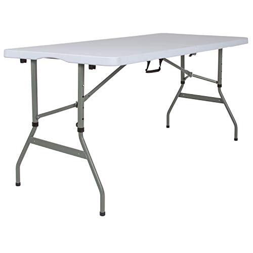 Flash Furniture Składany stół z granitowego blatu w kolorze białym i szarym B