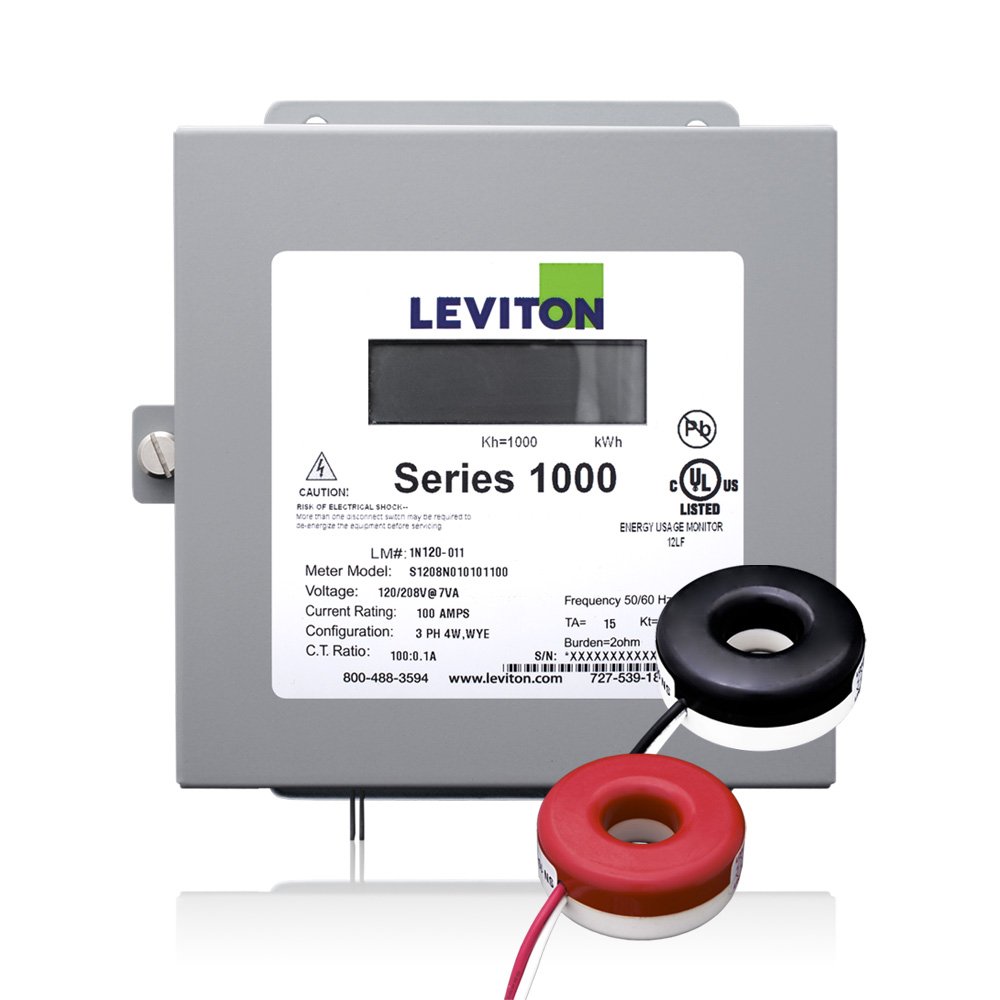 Leviton 1K240-1SW Seria 1000 120/240 V 100 A 1P3W Zestaw do zastosowań wewnętrznych z 2 przekładnikami prądowymi typu Solid Core