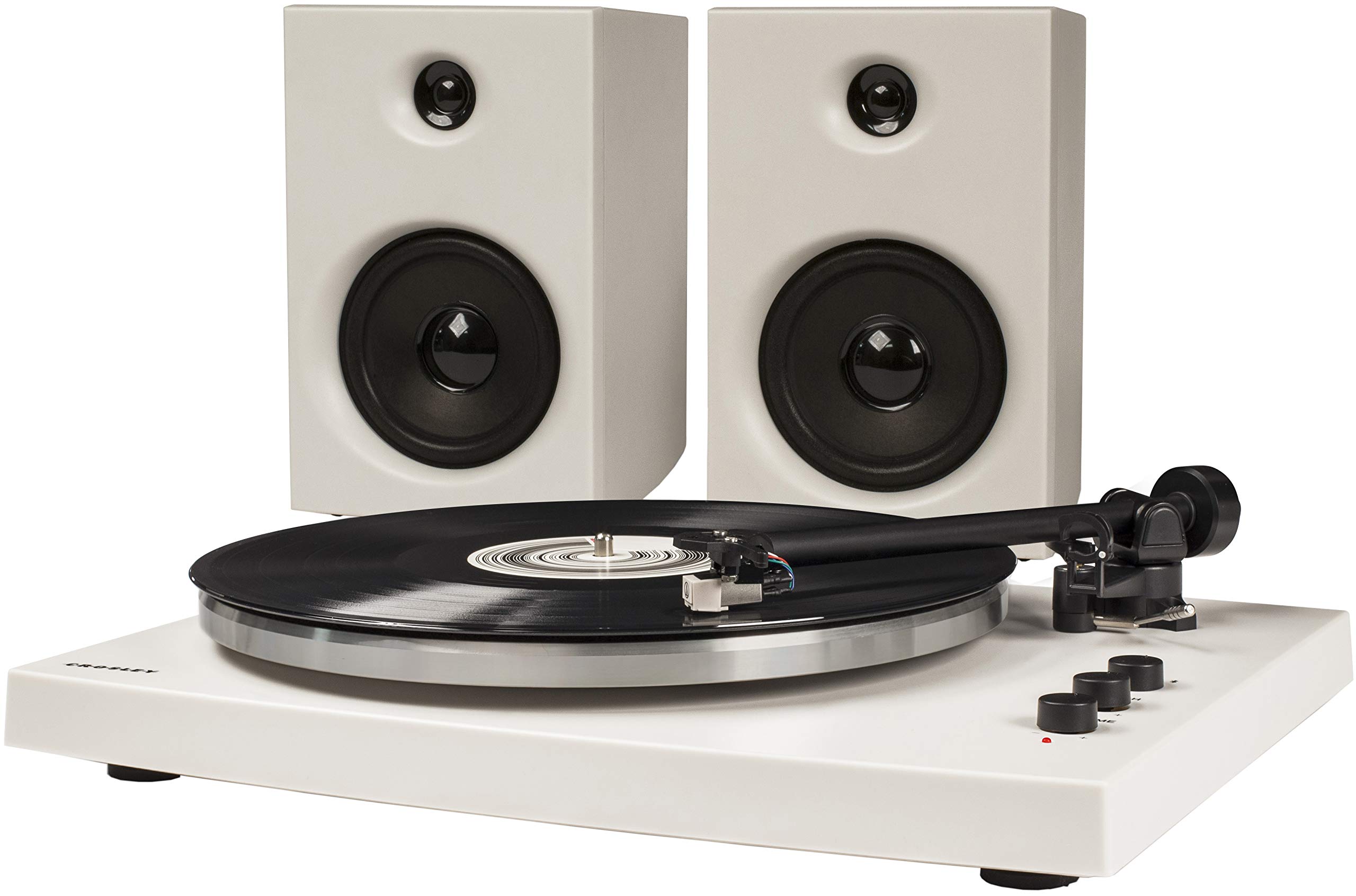 Crosley Nowoczesny 2-biegowy system gramofonowy Bluetooth ze zmiennym ramieniem gramofonowym i głośnikami stereo
