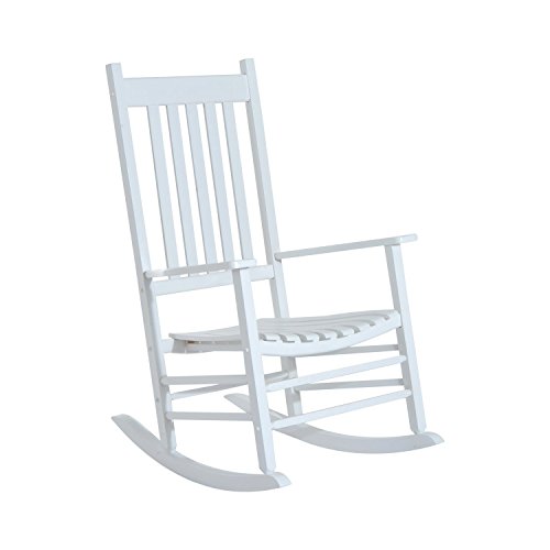 Outsunny Wszechstronny drewniany fotel bujany do użytku wewnątrz i na zewnątrz z wysokim oparciem - biały