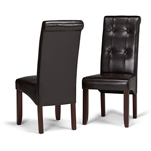 SIMPLIHOME Krzesło Parson Cosmopolitan Contemporary Deluxe Tufted (zestaw 2 szt.) ze sztucznej skóry Tanners Brown