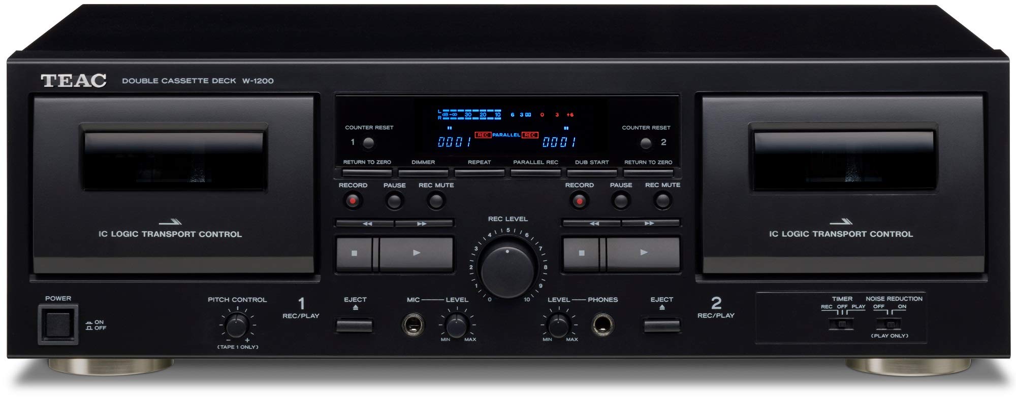 Teac W-1200 Podwójny magnetofon kasetowy z rejestratorem/USB/wejściem mikrofonowym/karaoke i pilotem
