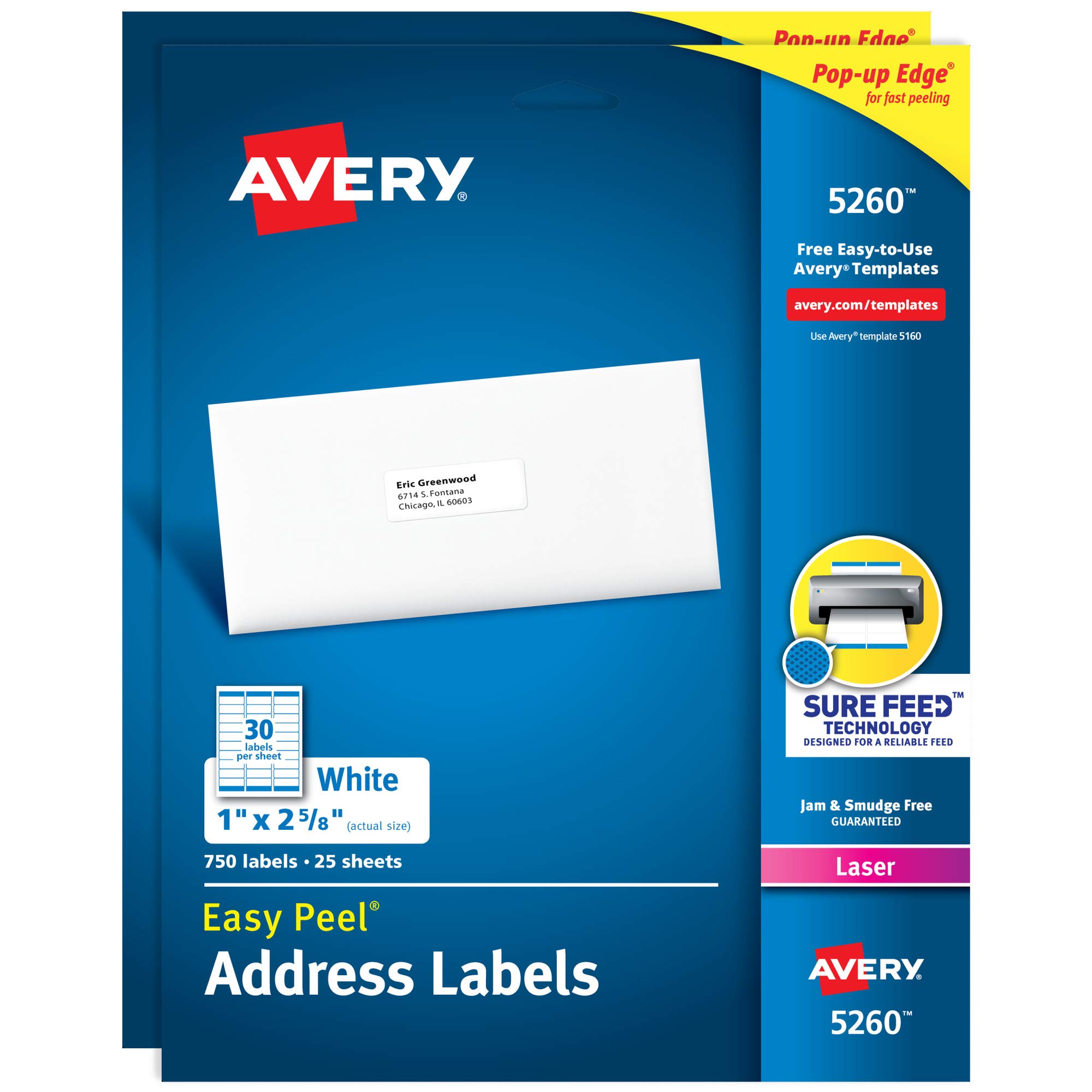 Avery 5160 Łatwe do odklejenia etykiety adresowe