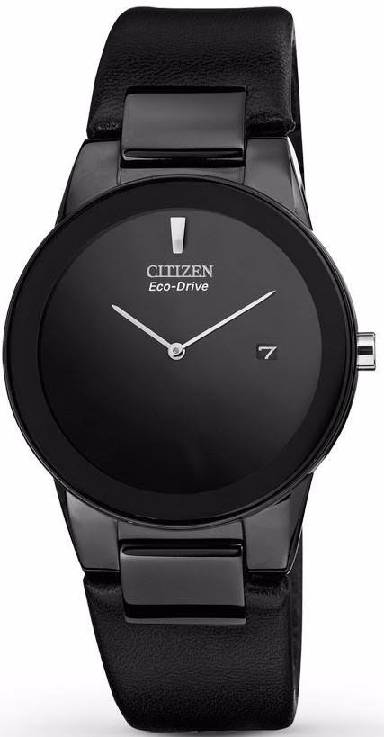 Citizen Męski zegarek Axiom AU1065-07E z napędem ekologicznym i czarnym skórzanym paskiem