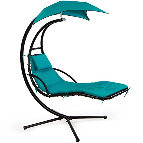 Barton Wiszący szezlong Krzesło Stojak łukowy Weranda Huśtawka Krzesło hamakowe z parasolem z baldachimem