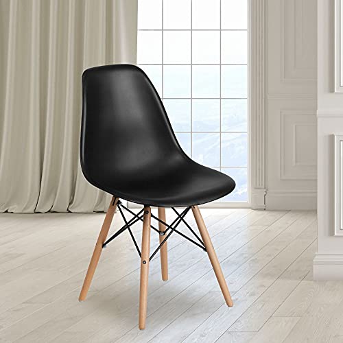 Flash Furniture Plastikowe krzesło serii Elon z drewnianą podstawą