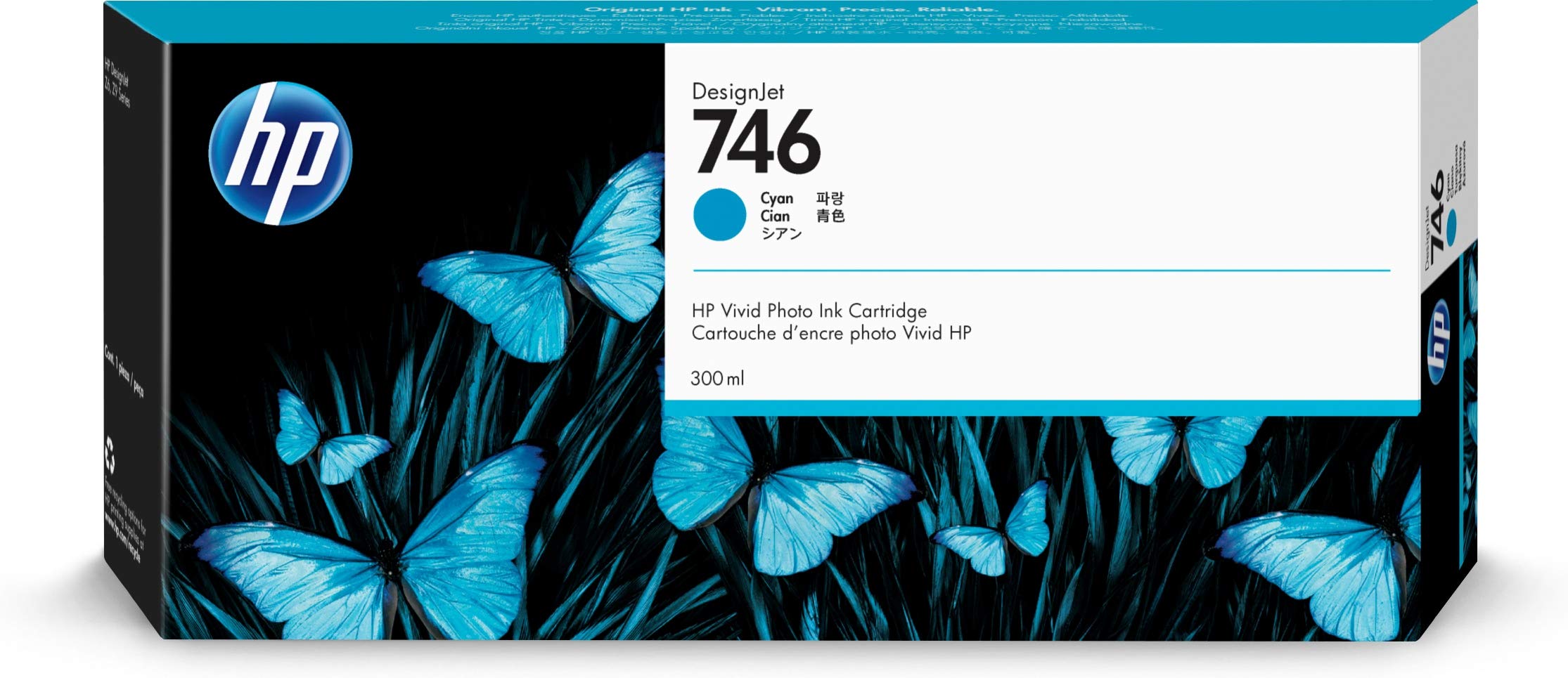 HP Oryginalny wkład z atramentem błękitnym 746 o pojemności 300 ml (P2V80A) do drukarek wielkoformatowych DesignJet Z6 i Z9+