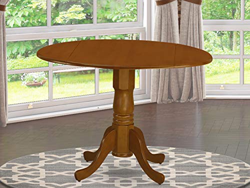 East West Furniture -- DROPSHIP Okrągły stół DLT-SBR-TP z 29-calowymi liśćmi w kolorze brązowym siodłowym