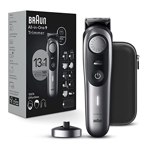 Braun All-in-One Style Kit Series 9 9440, 13-in-1 Trimmer for Men with Beard Trimmer, Body Trimmer for Manscaping, Hair Clippers & More, ’s Sharpest Blade, 40 Length Settings,