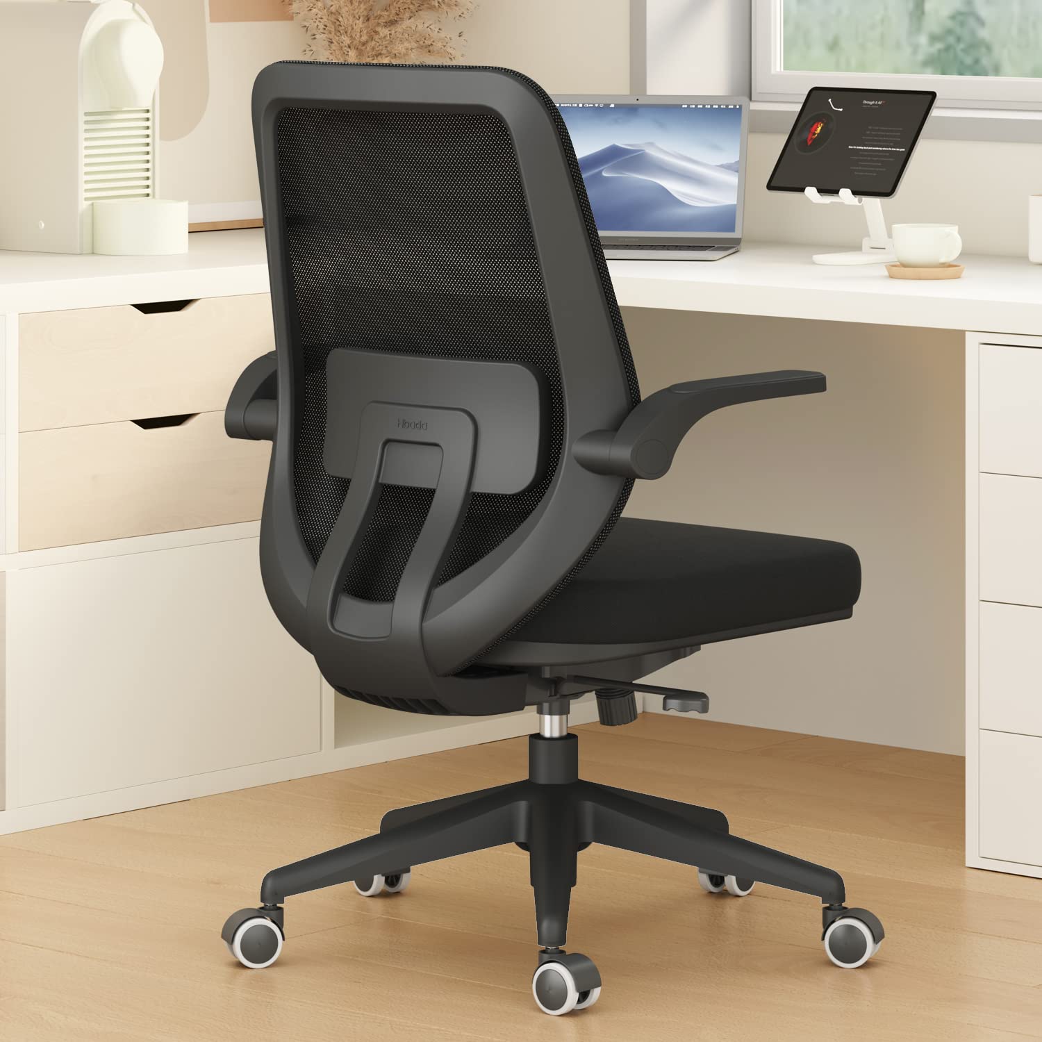 Hbada Krzesło biurowe Krzesło biurowe Krzesło obrotowe Obrotowe komfortowe krzesła domowe z odchylanymi ramionami i regulowaną wysokością