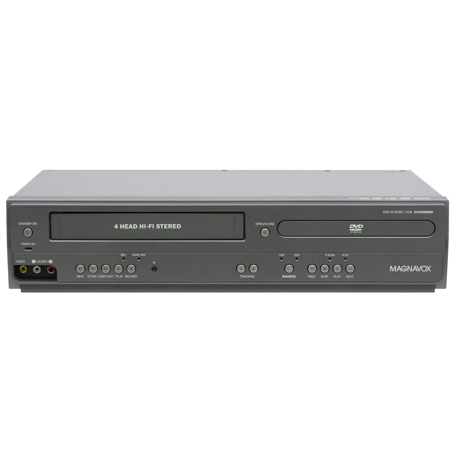 Magnavox Odtwarzacz DVD DV225MG9 i 4-głowicowy magnetowid stereo Hi-Fi z możliwością nagrywania przez wejście liniowe