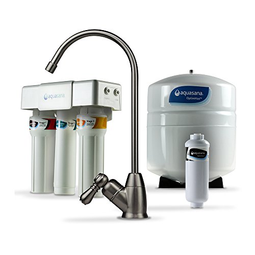 Aquasana System filtracji wody pod zlewem z odwróconą osmozą - Filtruje 95% fluoru - Filtracja kranu kuchennego - Nikiel szczotkowany - AQ-RO-3.55