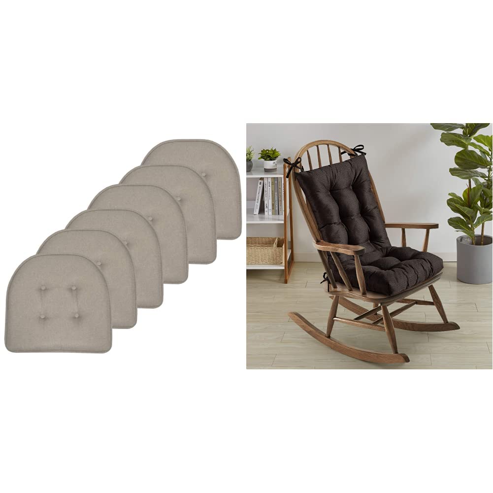 Sweet Home Collection Poduszka na krzesło Podkładki z pianki zapamiętującej kształt Pikowane antypoślizgowe gumowe oparcie W kształcie litery U 17'' x 16'' Pokrycie siedzenia