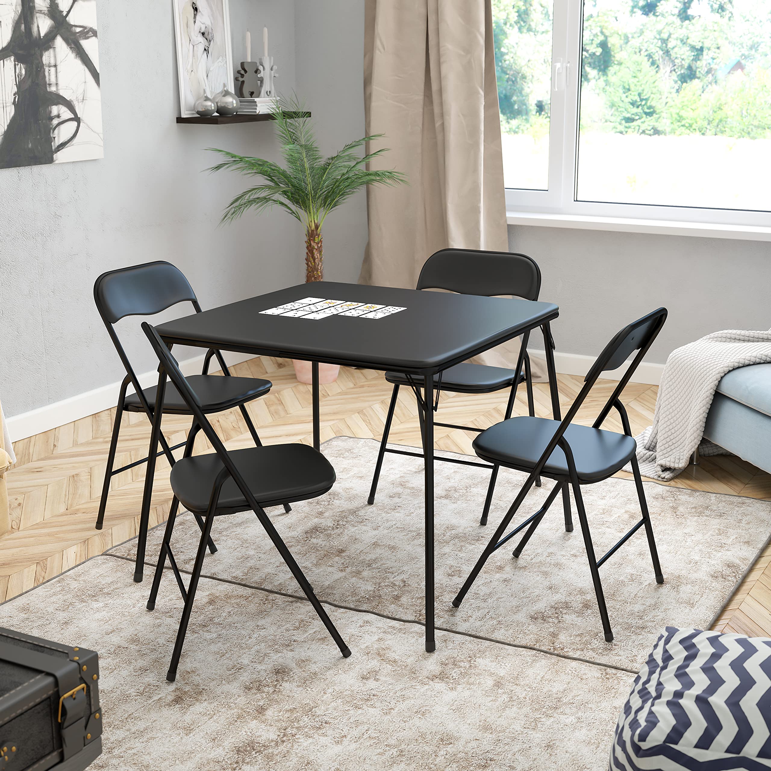 Flash Furniture 5-częściowy czarny składany stół karciany i krzesła