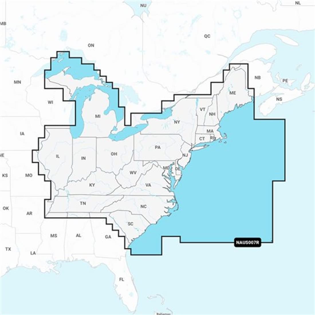 Navionics Regiony wschodnie USA (NAUS007R) – mapy morskie i jezior z fabrycznie załadowanym formatem Micro SD (010-C1370-30)