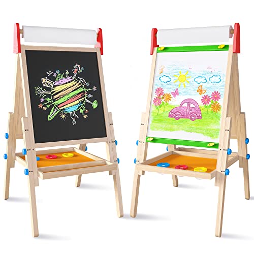 Tiny Land Easel for Kids with 2 Drawing Paper Roll, Lea...