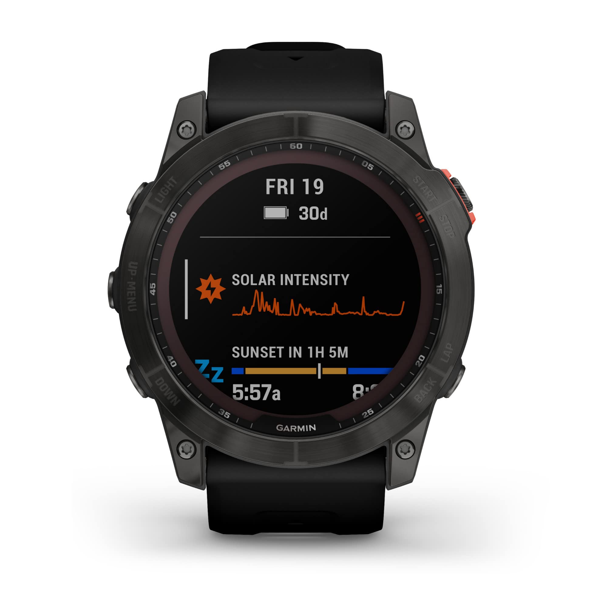 Garmin fenix 7X Solar, Larger sized adventure smartwatch, with Solar Charging Capabilities, rugged outdoor watch with GPS, touchscreen, health and wellness features, slate gray with black band