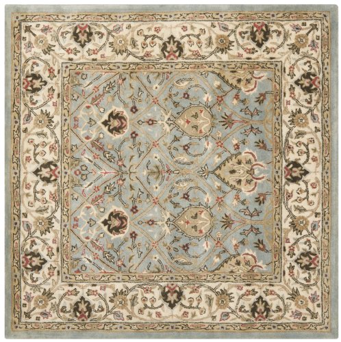 Safavieh Perska Legenda Kolekcja PL819L Ręcznie robiony tradycyjny kwadratowy dywanik z wełny w kolorze szarym i kości słoniowej (kwadrat 6 stóp)