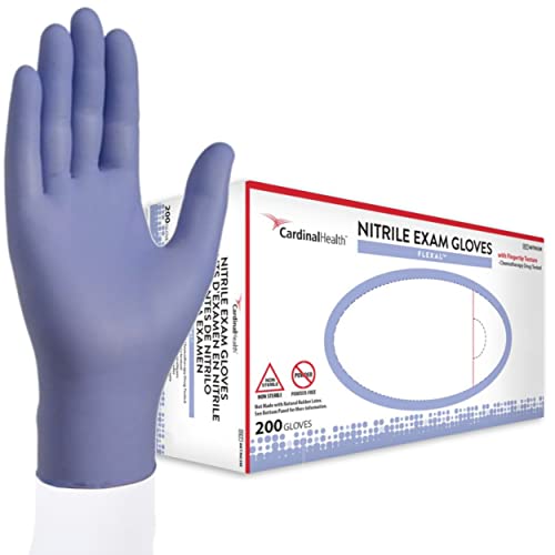 Cardinal Health Elastyczne rękawiczki nitrylowe – 200 szt./opakowanie | Bez proszku | Niesterylne | Ocena chemiczna