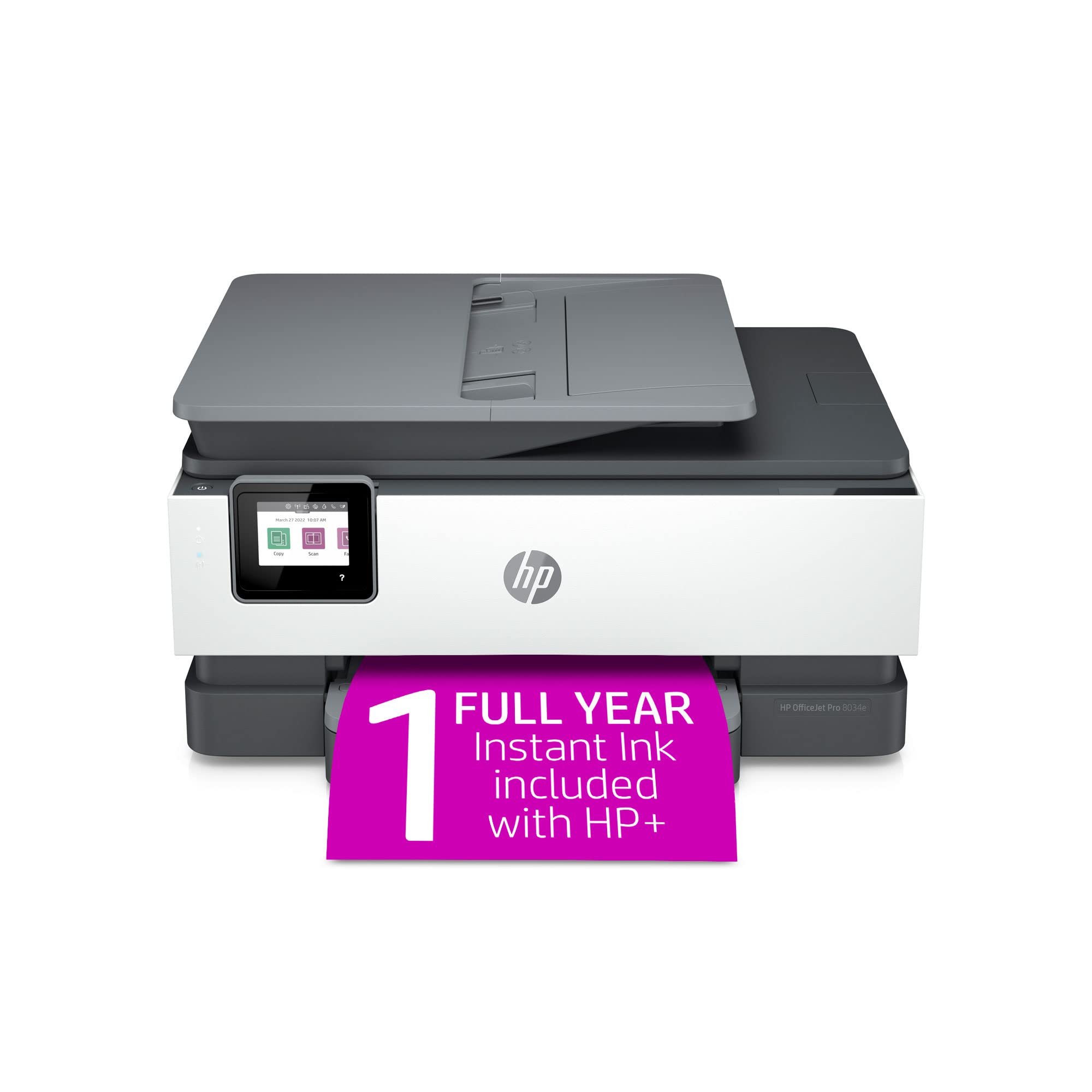 HP Bezprzewodowa kolorowa drukarka wielofunkcyjna OfficeJet Pro 8034e z 1 pełnym rokiem natychmiastowego atramentu