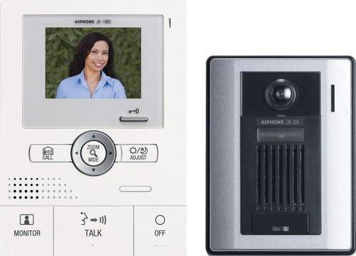 Aiphone JKS-1AD Audio/Video Single-Door Intercom Set, Includes Master Station with Power Supply and Surface-Mount Door Station