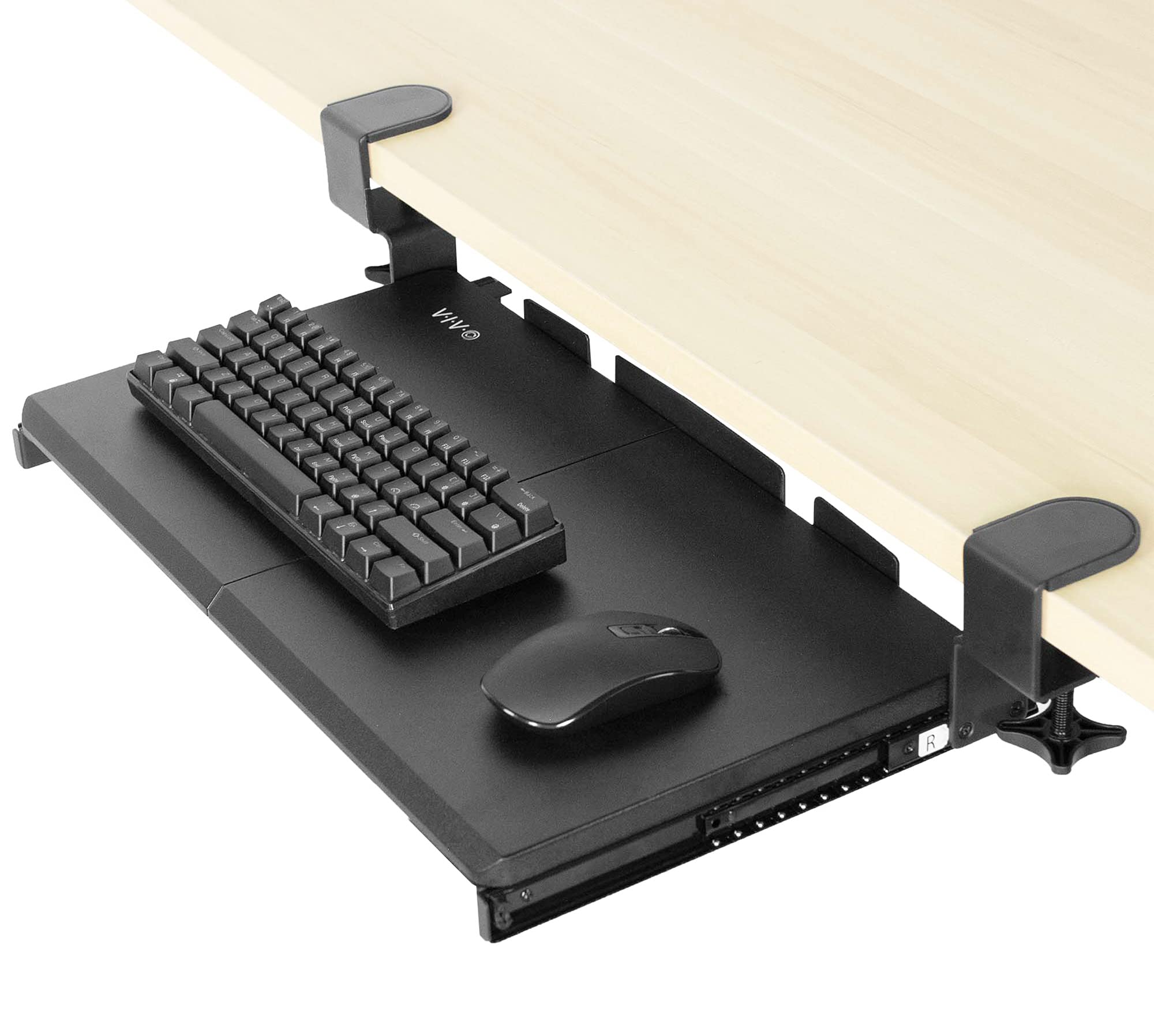 VIVO Wysuwana półka na klawiaturę pod biurkiem z wyjątkowo wytrzymałym systemem mocowania zaciskiem C
