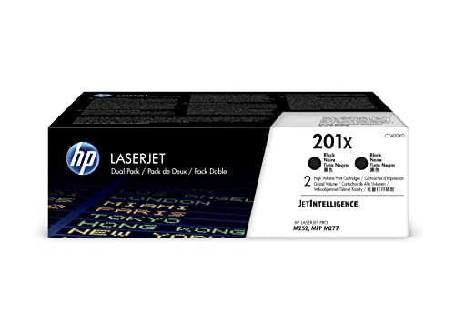 HP Oryginalne wkłady z czarnym tonerem 201X o dużej wydajności (2 szt.) | Współpracuje z serią Color LaserJet Pro M252 i Color LaserJet Pro MFP M277 | CF400XD