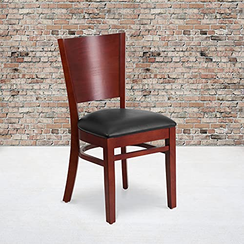 Flash Furniture Krzesło restauracyjne z litego drewna mahoniowego z serii Lacey - siedzisko winylowe