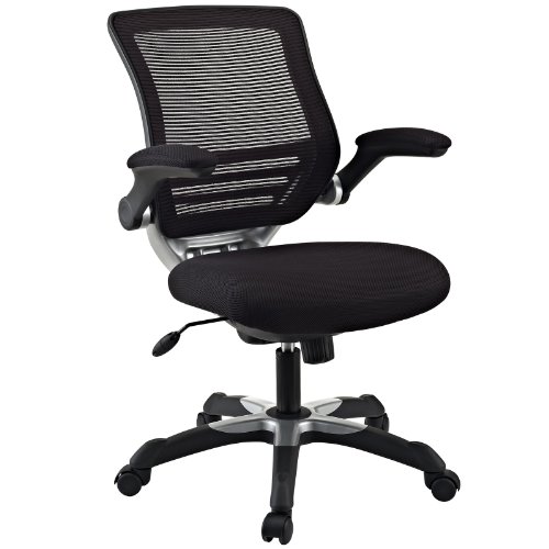 Modway Krzesło biurowe Edge Mesh z oparciem i siatkowym siedziskiem w kolorze czarnym z podnoszonymi ramionami w kolorze czarnym