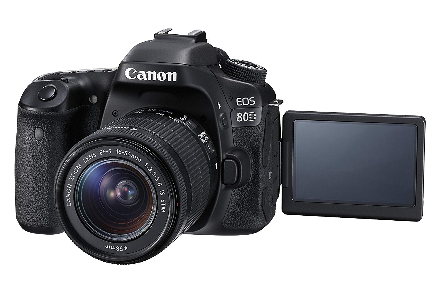 Canon Zestaw lustrzanki cyfrowej EOS 80D z obiektywem EF-S 18-55mm f/3.5-5.6 ze stabilizacją obrazu STM (czarny)