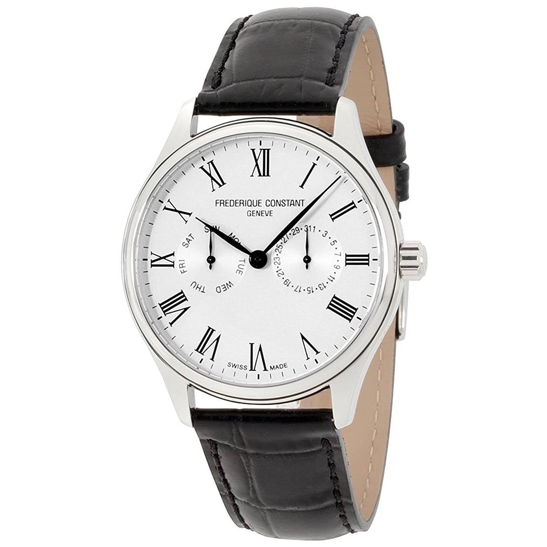 Frederique Constant Męski klasyczny zegarek ze srebrnym paskiem i skórzanym paskiem FC259WR5B6
