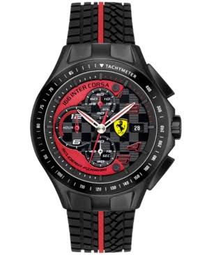 Ferrari Męski zegarek 0830077 Race Day z chronografem i czarnym gumowym paskiem