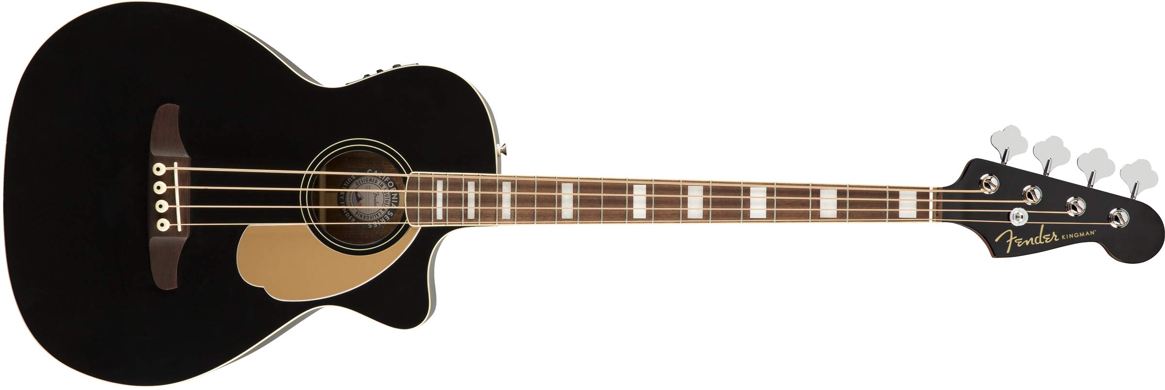 Fender Akustyczna gitara basowa Kingman (V2) - czarna - z torbą - podstrunnica z orzecha włoskiego