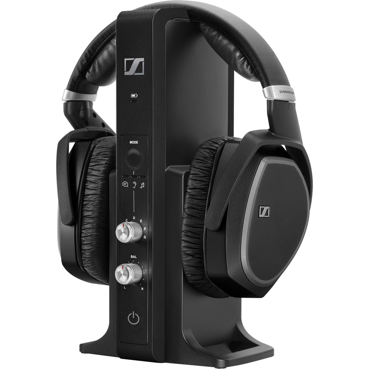 Sennheiser Consumer Audio Bezprzewodowe zestawy słuchawkowe RS 195 RF do słuchania telewizji z możliwością wyboru ustawienia wzmocnienia słuchu