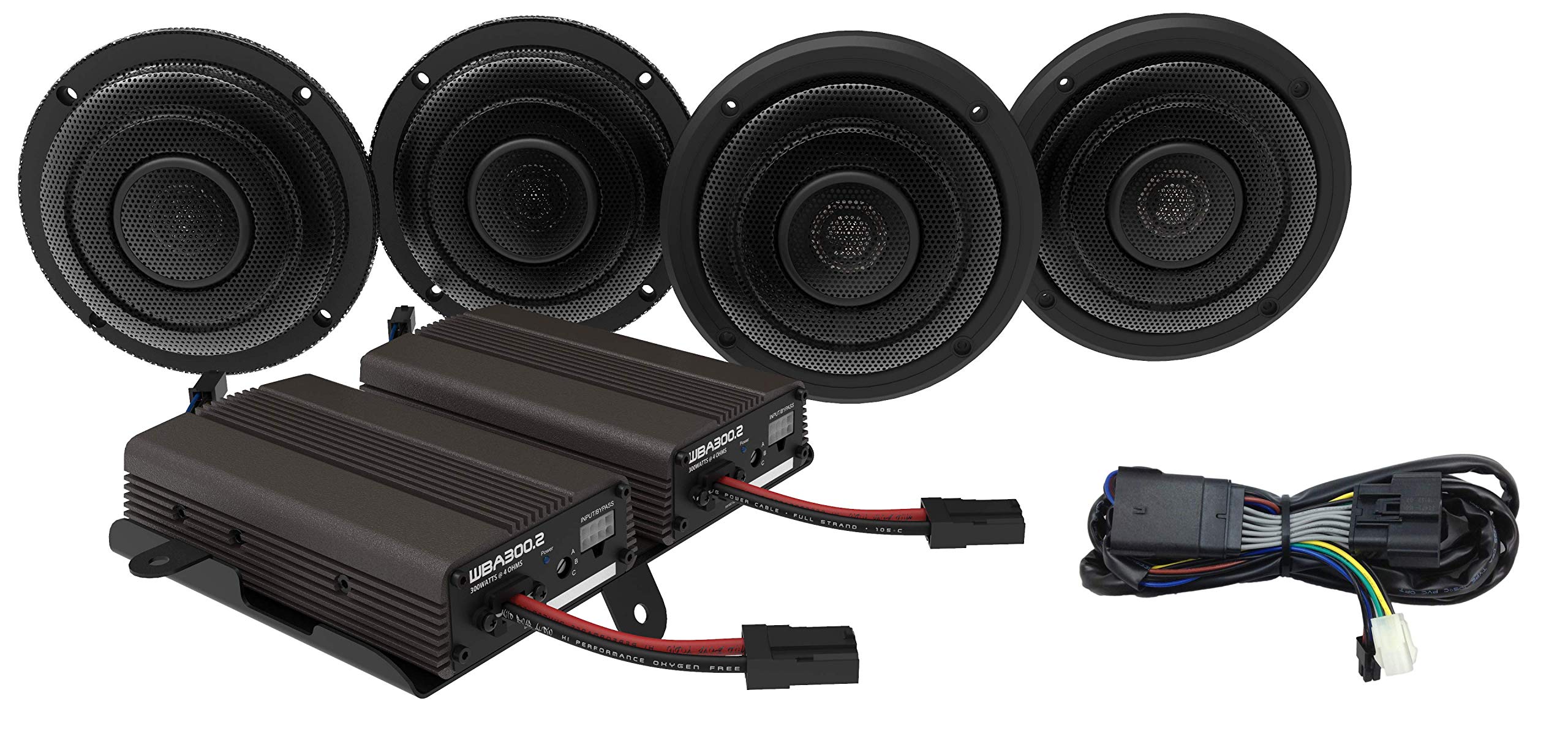 Hogtunes Wild Boar Audio WBA Ultra KIT with Dual Amplifiers, 600 Watts RMS Power, 6.5