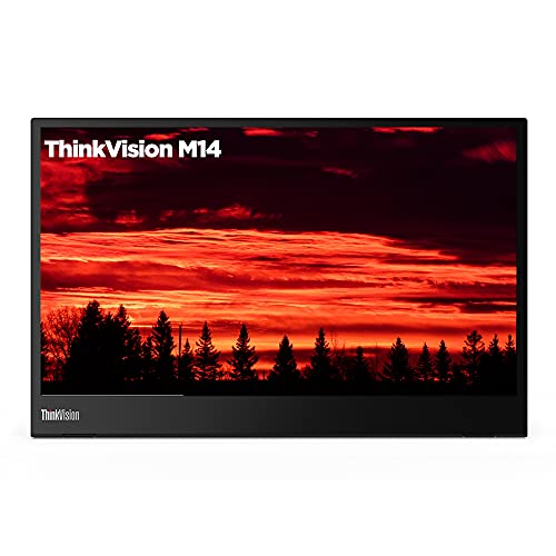 Lenovo ThinkVision M14 14-calowy monitor Full HD 1920x1080 IPS - 300 Nit 6 ms 2 porty USB typu C Panoramiczny ekran LCD z podświetleniem LED Przenośny przenośny wyświetlacz Raven Black