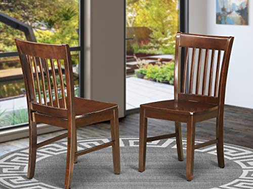 East West Furniture NFC-MAH-W Norfolk Nowoczesne krzesła do jadalni - drewniane siedzisko i mahoniowa rama z twardego drewna Zestaw krzeseł do jadalni 2 szt.