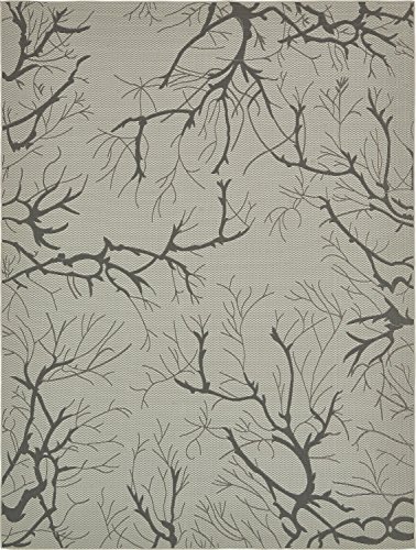 Unique Loom Kolekcja botaniczna na świeżym powietrzu Abstrakcyjne obrazowe przejściowe jasnoszare dywaniki do wnętrz i na zewnątrz o płaskim splocie (9' 0 x 12' 0)
