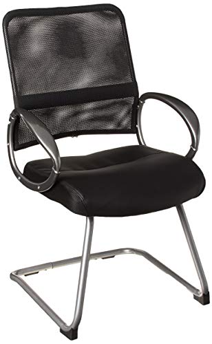 Boss Office Products Krzesło robocze z siatkowym oparciem i wykończeniem cynowym w kolorze czarnym