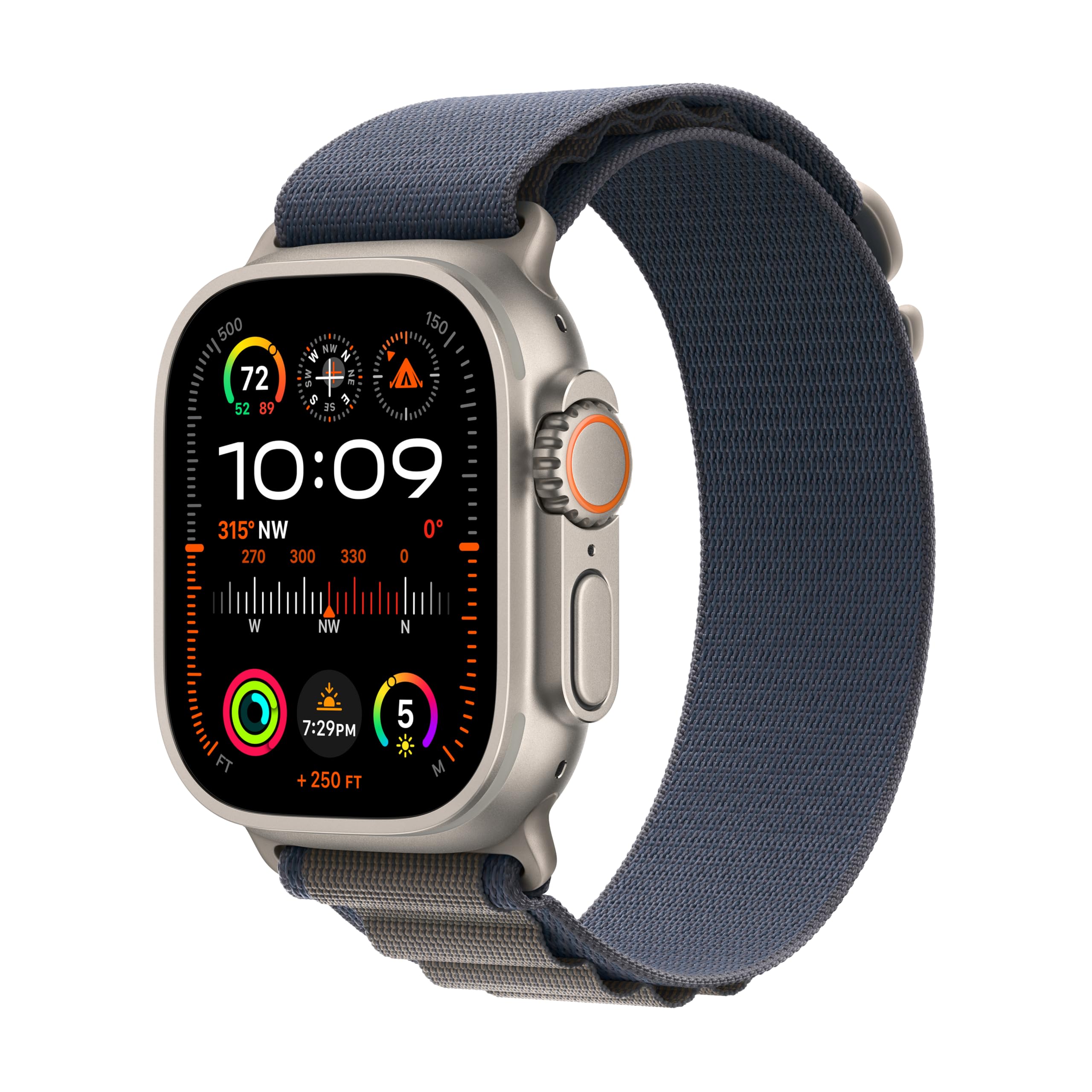 Apple Watch Ultra 2 [GPS + Cellular 49mm] Smartwatch with Rugged Titanium Case & Blue Alpine Loop Medium. Fitness Tracker, Precision GPS, Action Button, Extra-Long Battery Life, Carbon Neutral